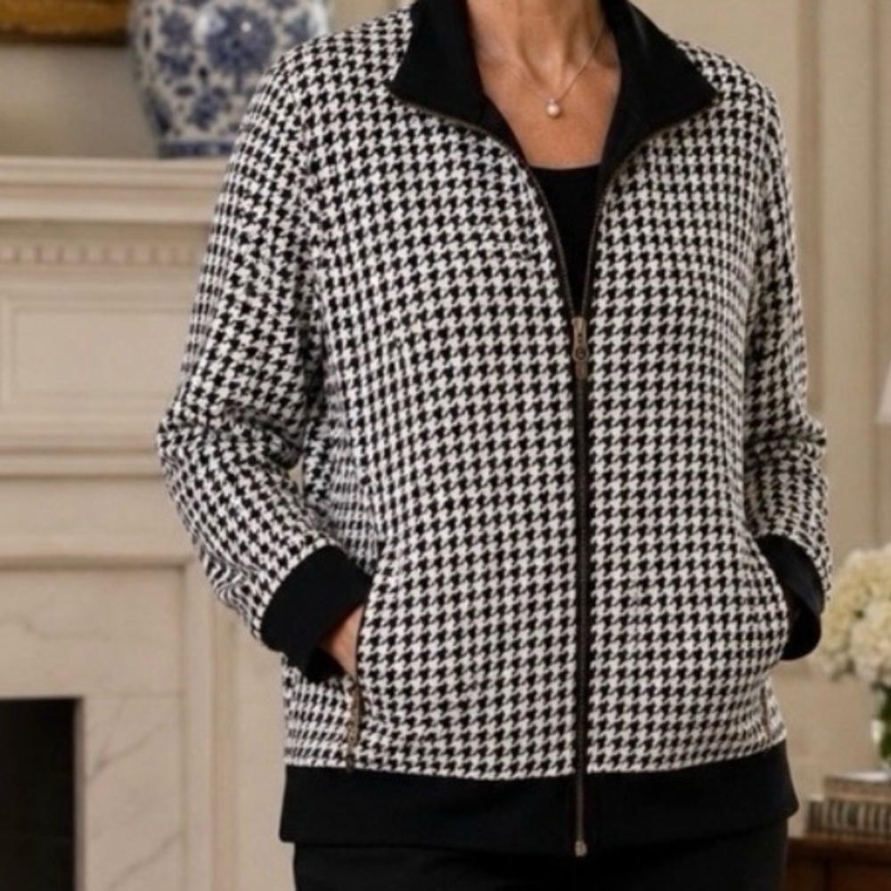 Chico’s Travelers Sparkle Houndstooth  Jacket Chico’s Size 2 / 12 L